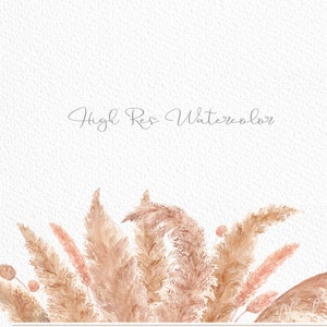 Dried Pampas Grass Frames Watercolor Clip Art. boho wedding watercolor floral frame png dried leaves wedding invitation frames image 4