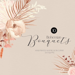 Boho fleur clipart boho clipart fleur séchée clipart boho clipart feuilles de palmier séchées bouquet séché png