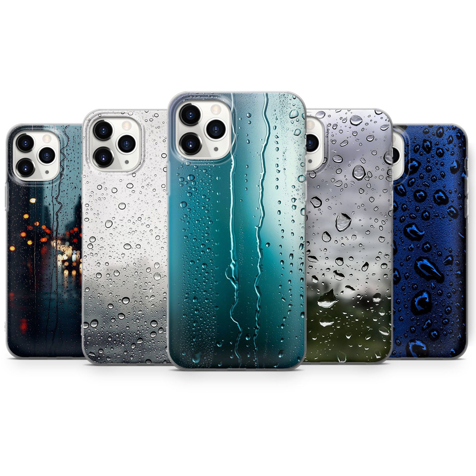 Rain Drops Design Phone Case Cover for iPhone 16 Pro Max 7,8 Samsung A20/30 S8 S24 S9 S9+, Perfect gift for HUAWEI P50 models A53
