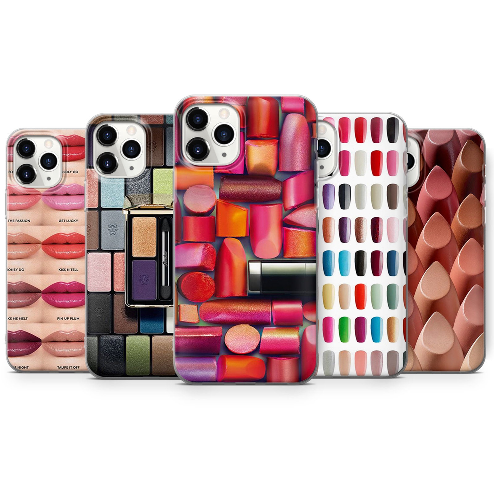 Makeup Lipstick Eyeshadow Phone Case Cover for iPhone 15 Pro Max 7,8