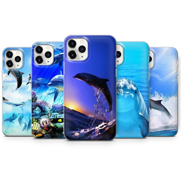 Dolphin Beautiful Design Phone Case Cover pour iPhone 15 Pro Max 7,8 Samsung A20/30 S8 S24 S9 S9+, Cadeau parfait pour les modèles HUAWEI P30 A1