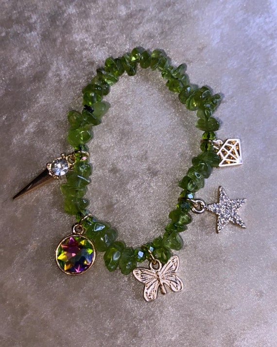 Peridot charm bracelet sale