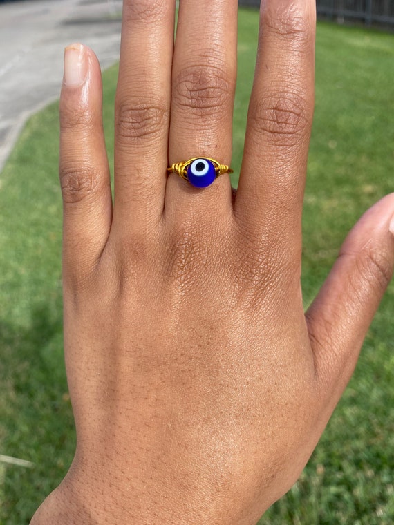 14K Yellow Gold Diamond and Sapphire Evil-Eye Ladies Ring with White Enamel  | Shop 14k Yellow Gold Lusso Color Rings | Gabriel & Co