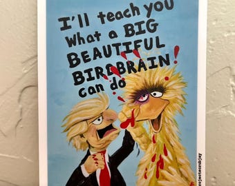 Vinyl sticker, Birdbrain Political Protest Art, (4"x3")