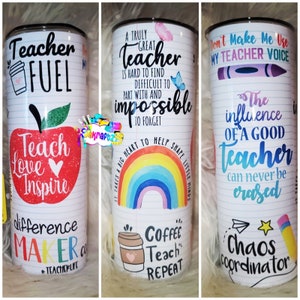20 oz Sublimation Teacher Tumbler, Stainless Steel, Hot/Cold, Teacher Appreciation, Teacher Gift