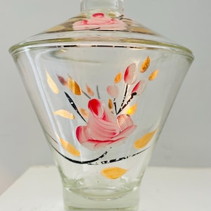 Vintage Hand Painted Glass Candy Dish with Lid, Vintage Candy Dish, Mid Century Modern Candy dish , 1950s Era Candy Dish, Retro Home Decor