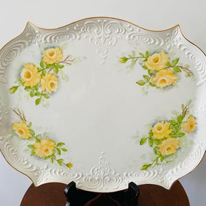 Vintage hand-painted Floral Tray, Vintage Porcelain Tray, Decorative antique Tray, Handpainted Porcelain Tray, Chateaucore , floral tray