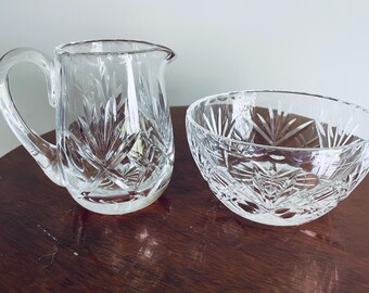 Vintage Elegant Crystal Creamer and Sugar Set, Fine Cut Crystal Creamer and Sugar Set, Vintage Crystal, Elegant Crystal Serveware