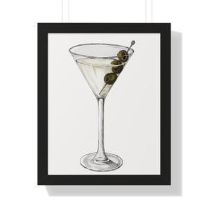 Modern Martini Wall Art Print ,  Elegant Cocktail Illustration with Olives,Bar Wall Art, minimalist wall art, Martini wall art