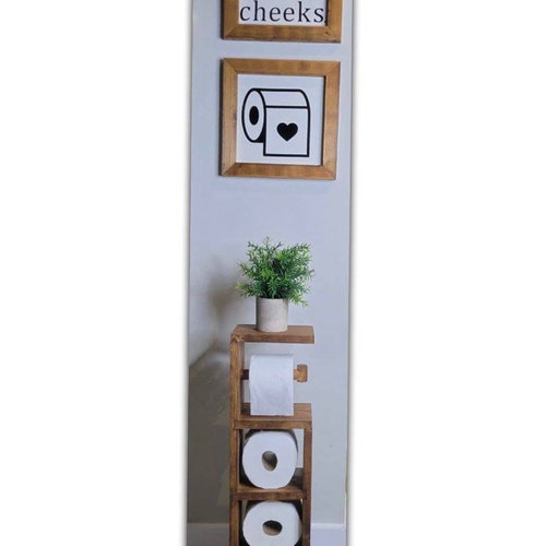 Rustic Wood Pedestal Toilet Paper Holder freestanding Etsy