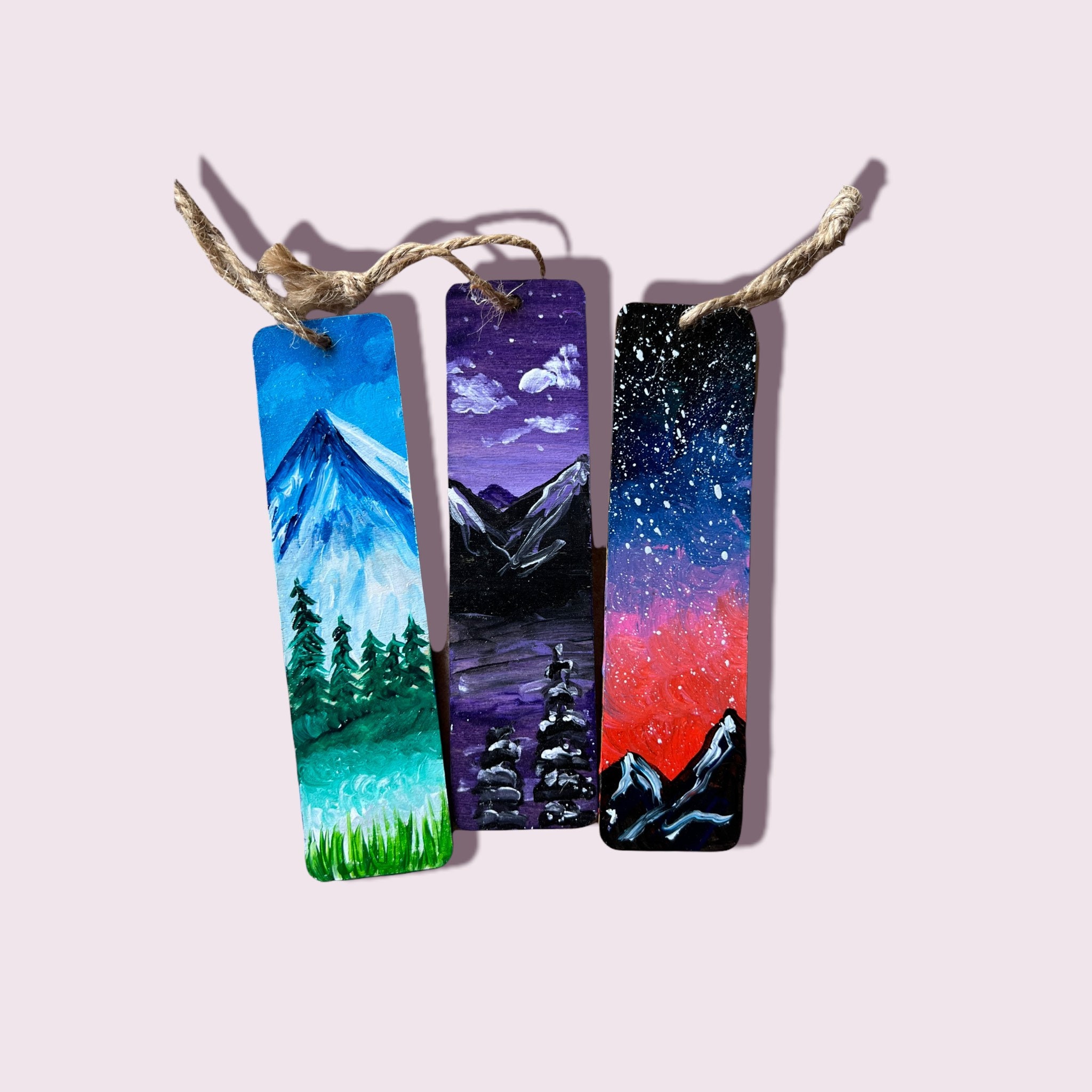 Hand Painted Bookmarks Nature Themed Bookmarks Wood Etsy