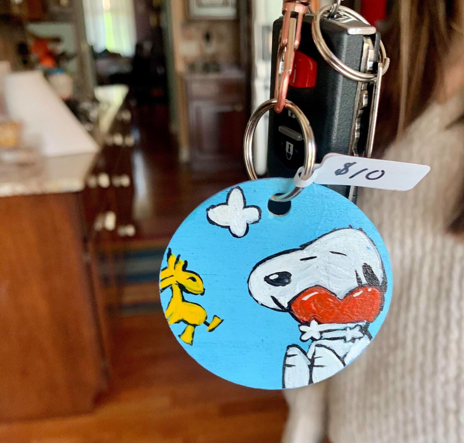 Snoopy keychain hand painted wooden keyring Etsy