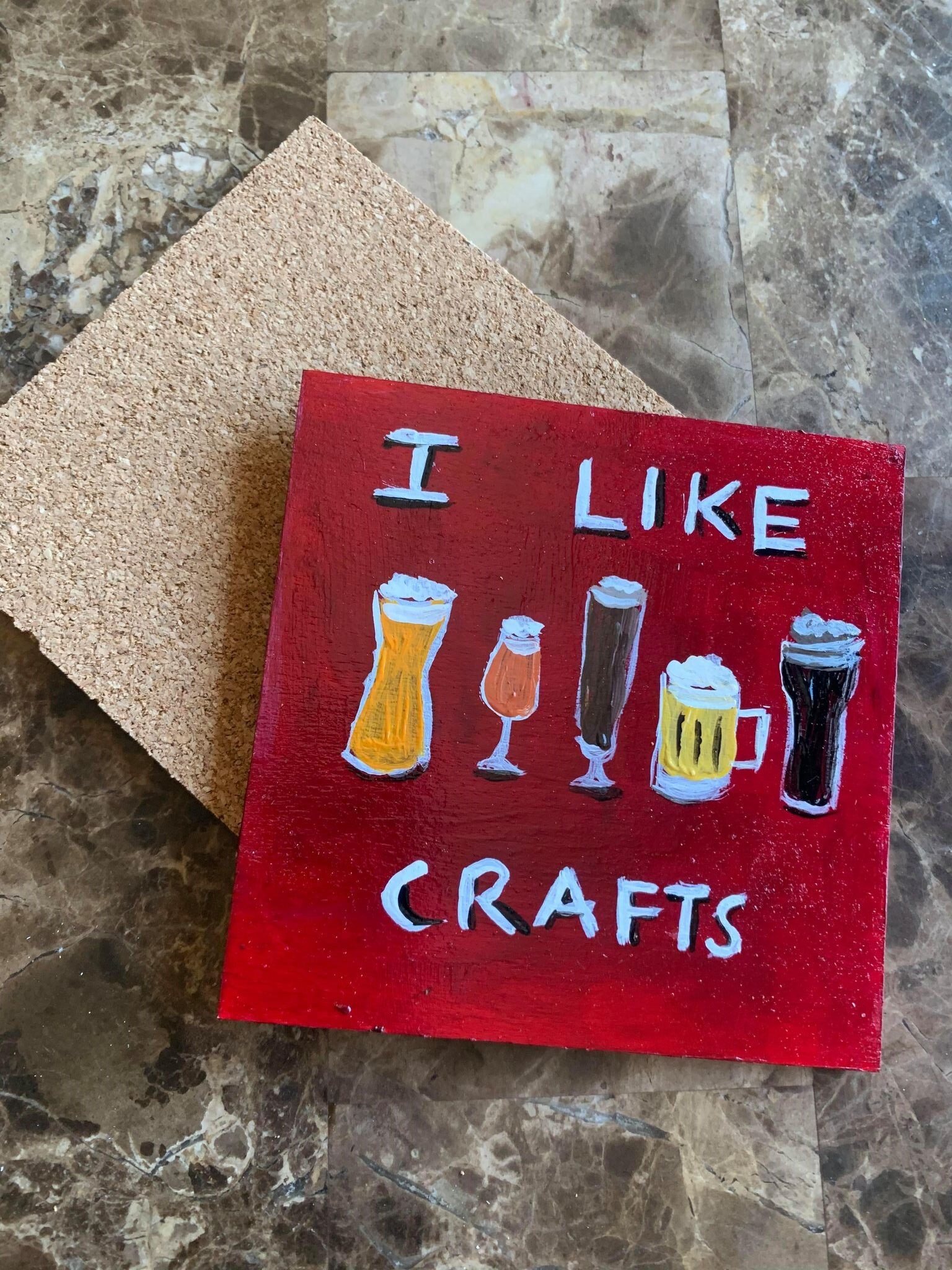 Set of 2 hand painted drink coasters wooden beverage Etsy
