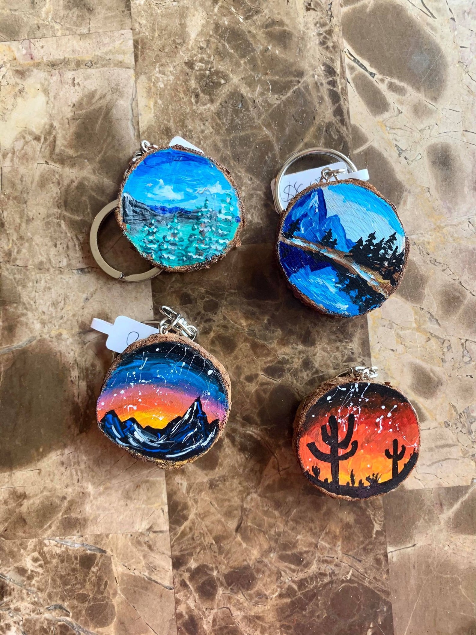 Hand painted keychains wooden keyring nature themed keychain Etsy