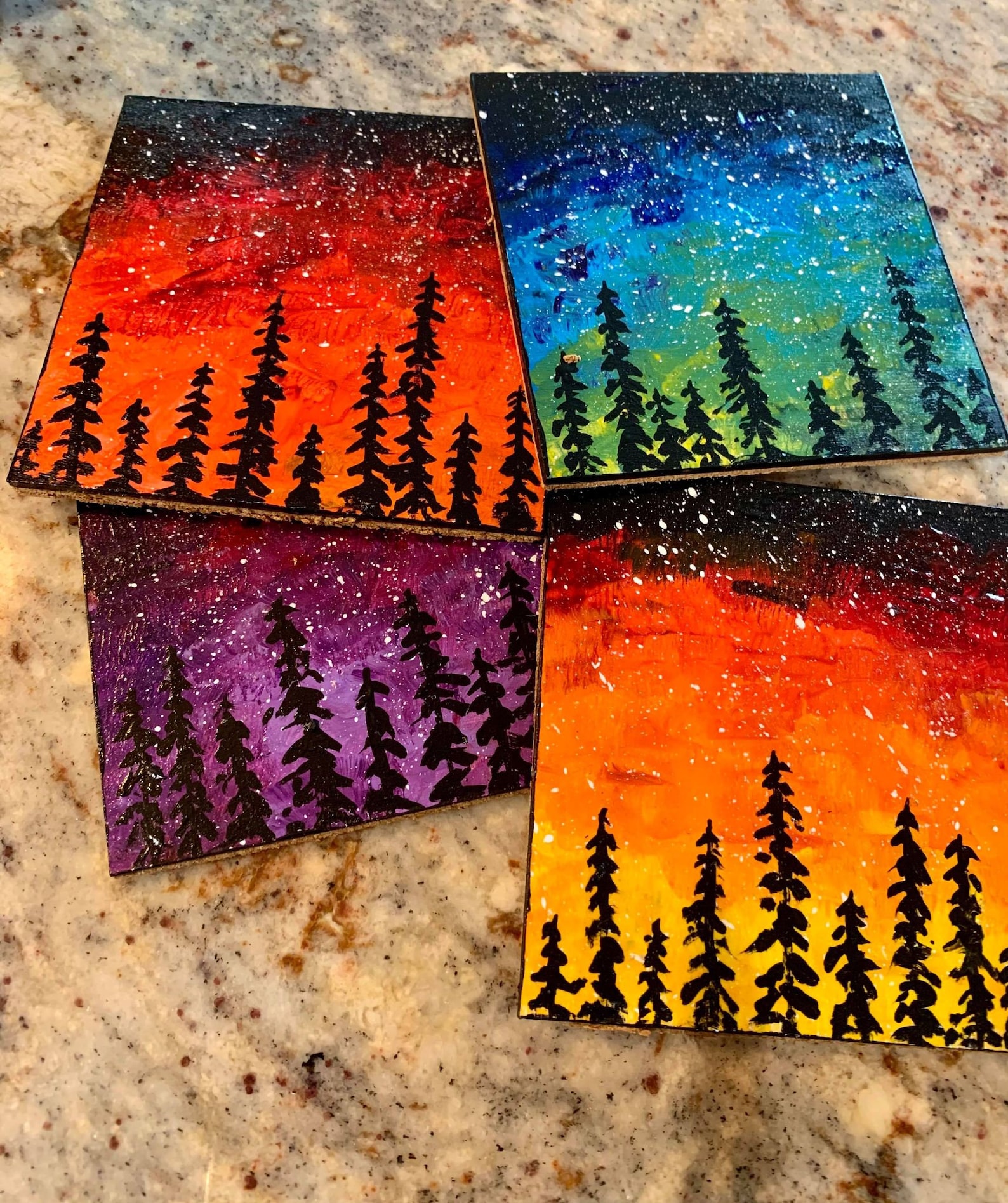 Hand painted drink coasters wooden beverage coasters bar Etsy