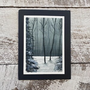 Landscape Original watercolor painting, Winter Scene, Explore now