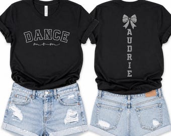 Custom Dance Mom Shirt, Personalized Dancer Mama Tshirt, Ballet Dancing Tee, Competition Apparel, Glitter Long Sleeve T-shirt Spirit Wear