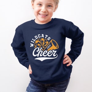 Custom Youth Cheer Shirt, Personalized Cheer Shirt, Game Day Cheerleading Hoodie, Retro Cheerleader Sweatshirt, School Team Mascot Shirts