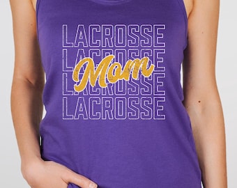 Custom Lacrosse Tank Top, Personalized Lacrosse Mom Racerback Tank Top, LAX Player Shirt, Retro Lacrosse Tournament Apparel
