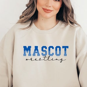 Custom Wrestling Shirt, Personalized Wrestling Mom Shirt, Wrestling Dad Hoodie, Wrestling Sweatshirt for Him, Mascot Wrestling Mama Tee