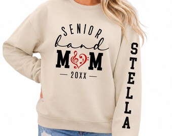 Senior Band Mom Shirt, Custom Marching Band Hoodie, Glitter  Music Notes Crewneck, Halftime Show Hooded Sweatshirt, Personalized Apparel