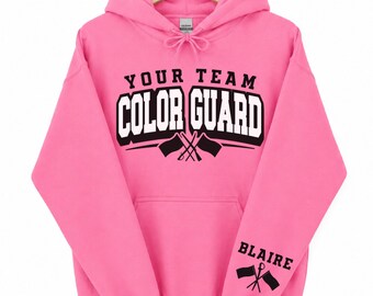 Custom Color Guard Shirt, Personalized Colorguard Mom Crewneck, Glitter Marching Band Hoodie, Guard Dad Hooded Sweatshirt, Fall Apparel