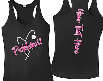 Custom Pickleball Tank Top, Personalized Moisture Wicking Pickleball Racerback, Matching Pickleball Team Gifts, Glitter Tournament Apparel