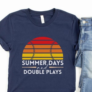 Baseball Mom Shirts, Summer Days and Double Plays Funny Baseball Shirt, Retro Baseball Apparel for Men, T-ball Mom Tshirt, Baseball Gifts