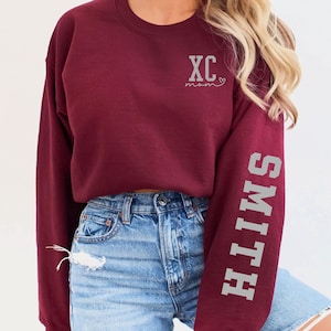 Custom Cross Country Mom Shirt, Personalized XC Shirt, Running Hoodie, Cross Country Shirt, XC Mom Sweatshirt, Glitter XC Meet Spirit Wear