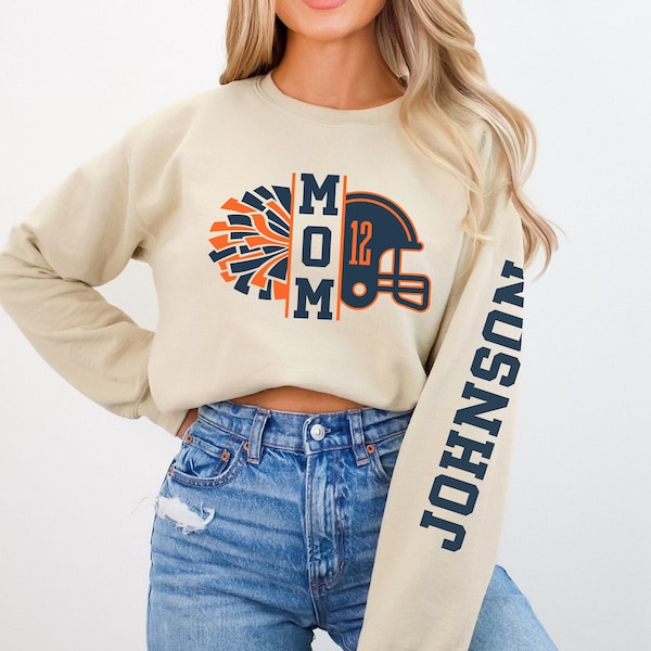 Camisa personalizada de fútbol y alegría para mamá, camisa personalizada de alegría y fútbol, sudadera con capucha de fútbol del día del juego, linda sudadera de alegría, mamá de ambas camisas