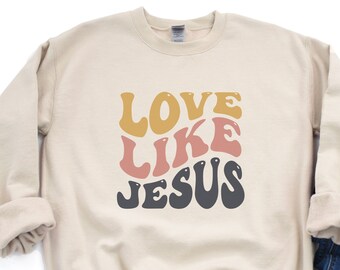 Love Like Jesus Christian Shirts, Inspirational Bible Verse Shirt, Boho Christian Apparel, Retro Spiritual Clothing, Christian Hoodie