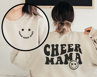 Cheer Mom Shirt, Retro Cheerleading Mama Shirt, Game Day Cheer Hoodie, Front + Back Cheerleader Sweatshirt, Cheer Mom Life Shirts