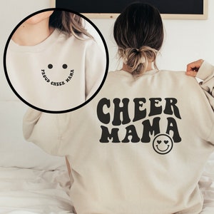 Cheer Mom Shirt, Retro Cheerleading Mama Shirt, Game Day Cheer Hoodie, Front + Back Cheerleader Sweatshirt, Cheer Mom Life Shirts