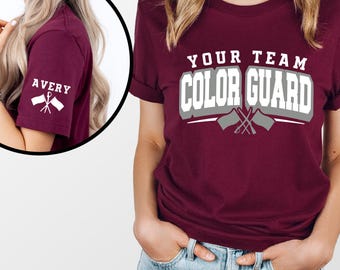 Personalized Color Guard Shirt | Custom Color Guard T-shirt | Long Sleeve Glitter Color Guard Tee | ColorGuard Marching Band Apparel
