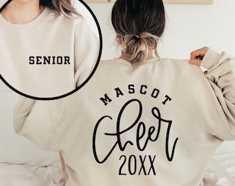 Custom Senior Cheer Shirt, Personalized Cheerleader Shirt, Glitter Cheer Hoodie, Mascot Cheer Sweatshirt, Senior Cheerleading Shirt