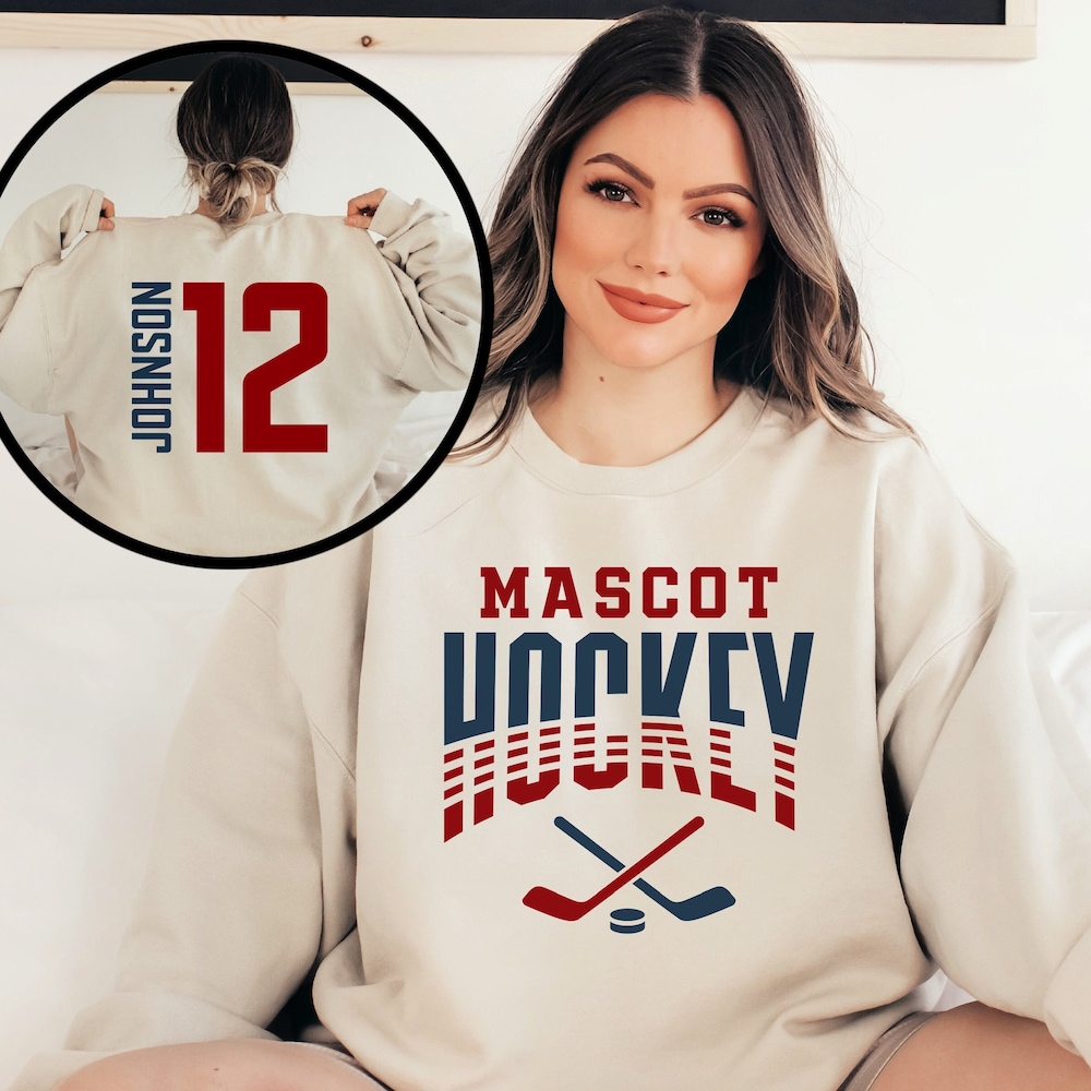 Snorider Design Custom Hockey Sweatshirt, Personalized Hockey Mom Shirt, Game Day Hockey Hoodie, Name And Number Hockey Sweatshirts, Custom Hockey Shirts