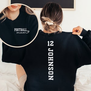 Custom Football Mom Shirt, Personalized Football Shirt, Game Day Football Hoodie, Name and Number Football Sweatshirt, Football Dad Shirts