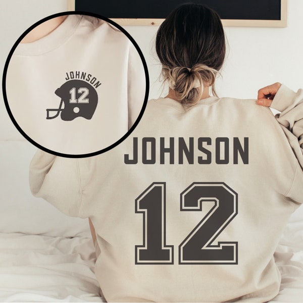 Custom Football Mom Shirt, Personalized Football Shirt, Game Day Football Hoodie, Name and Number Football Sweatshirt, Custom Helmet Shirt