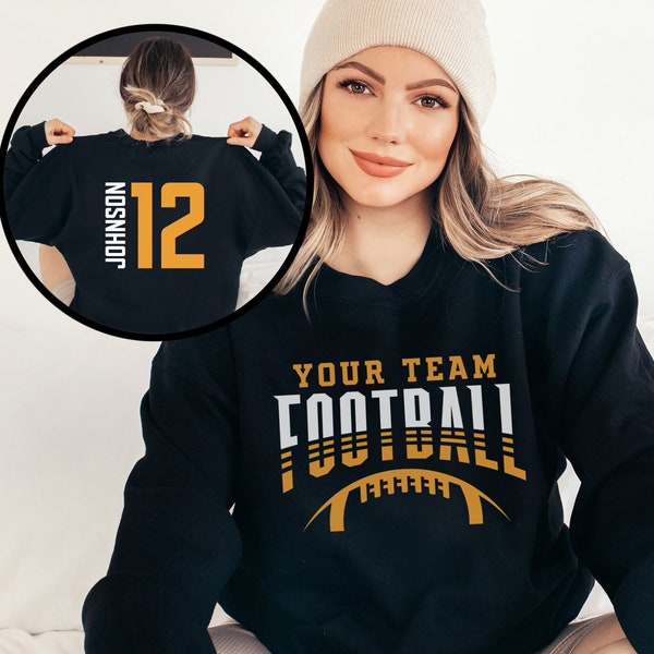 Custom Football Mom Shirt, Personalized Football Shirt, Game Day Football Hoodie, Name and Number Football Sweatshirt, Football Dad Shirts