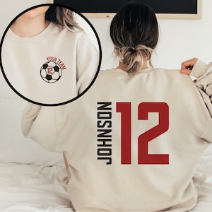 Custom Soccer Shirt, Personalized Soccer Mom Shirt, Game Day Soccer Hoodie, Name and Number Soccer Sweatshirt, Custom Soccer Ball Shirt