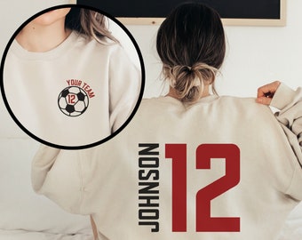 Custom Soccer Shirt, Personalized Soccer Mom Shirt, Game Day Soccer Hoodie, Name and Number Soccer Sweatshirt, Custom Soccer Ball Shirt