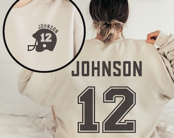Custom Football Mom Shirt, Personalized Football Shirt, Game Day Football Hoodie, Name and Number Football Sweatshirt, Custom Helmet Shirt