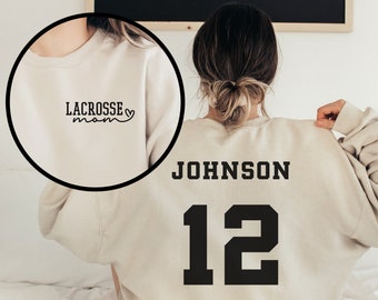 Custom Lacrosse Mom Shirt, Simple + Cute Lacrosse Shirt, Game Day Lacrosse Hoodie, Lacrosse Mama Sweatshirt, Personalized Lacrosse Shirts