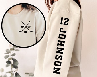 Custom Hockey Sweatshirt, Personalized Hockey Mom Shirt, Game Day Hockey Hoodie, Name and Number Hockey Sweatshirts, Custom Hockey Shirts
