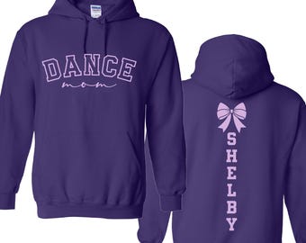 Custom Dance Mom Shirt, Personalized Dancer Mama Sweatshirt, Ballet Dancing Hoodie, Competition Apparel, Glitter Spirit Wear