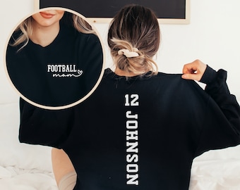 Custom Football Mom Shirt, Personalized Football Shirt, Game Day Football Hoodie, Name and Number Football Sweatshirt, Football Dad Shirts