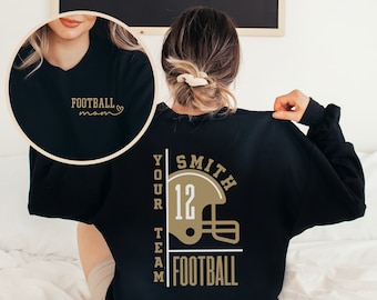 Custom Football Mom Shirt, Personalized Football Shirt, Game Day Football Hoodie, Name and Number Football Sweatshirt, Football Dad Shirts