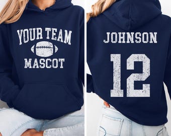 Custom Football Shirt, Personalized Football Mom Shirts, Game Day Football Hoodie, Glitter Football Sweatshirt, Football Dad Crewneck