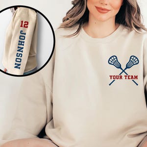 Custom Lacrosse Shirt, Lacrosse Mom Shirt, Lacrosse Hoodie, Lacrosse Dad Sweatshirt, Personalized Lacrosse Shirts, LAX Player Hoodie image 2