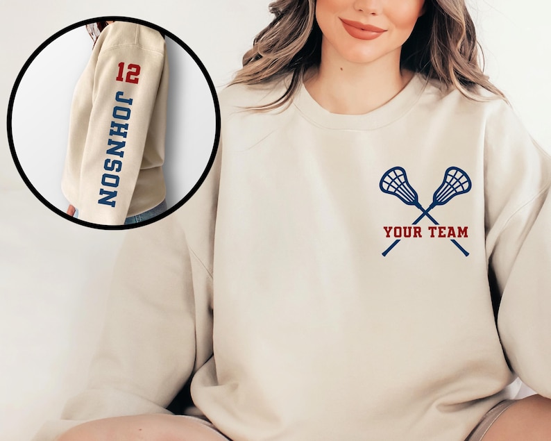 Custom Lacrosse Shirt, Lacrosse Mom Shirt, Lacrosse Hoodie, Lacrosse Dad Sweatshirt, Personalized Lacrosse Shirts, LAX Player Hoodie image 2